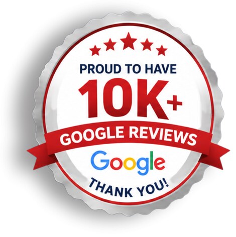 Insignia de orgullo por más de 10K reseñas de Google